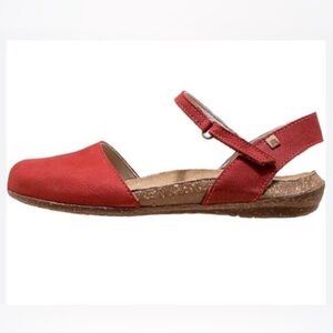 El Naturalista Leather Red Mary Jane Platform Slide Sandals Shoes 41 US-10